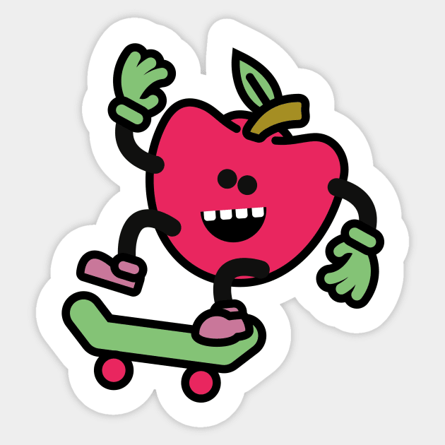 Skateboarding Apple Sticker by Mended Arrow